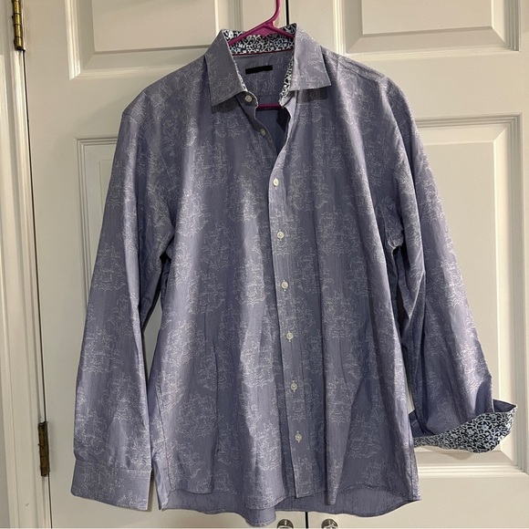 Dagr Striped Cotton Button Down Shirt Size Large - Picture 1 of 6